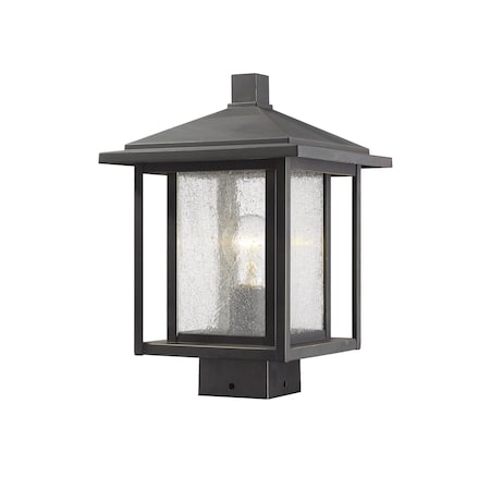 Z-Lite Aspen 1 Light Outdoor Post Mount Fixture, Oil Rubbed Bronze And Clear Seedy 554PHMS-ORB